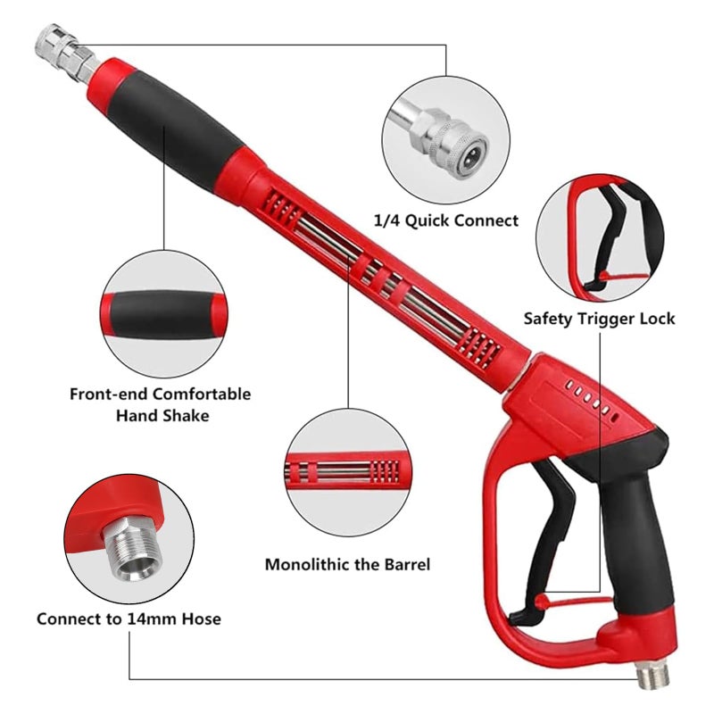 CHAVOR Upgraded Pressure Washer Gun with Extension Replacement Wand, M22 Fitting,7 Inch 30 Degree Curved Rod, 5 Nozzle Tips, 5000 PSI, 47 Inch - Image 4